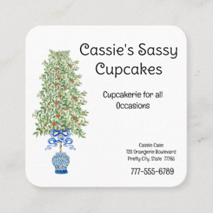 Orange Tree Chinoiserie Ginger Jar Jars Topiary    Square Business Card