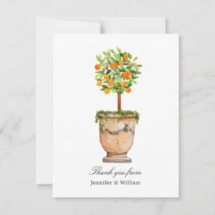 Orange tree citrus topiary folded Thank You Card
