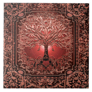 Orange Tree of Life Ancient Rustic Tile