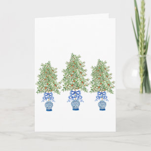 Orange Tree Topiary Blue Ginger Jar Jars  Card