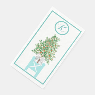 Orange tree Topiary Chinoiserie  Paper Guest Towel Napkin