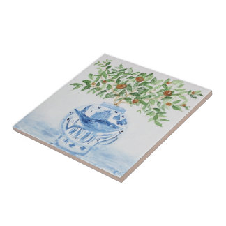 Orange Tree Topiary Ginger Jars Jar Art Tile