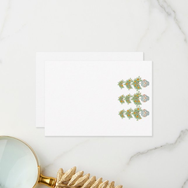 Orange Tree Topiary Ginger Jars Thank You Card (Front/Back In Situ)