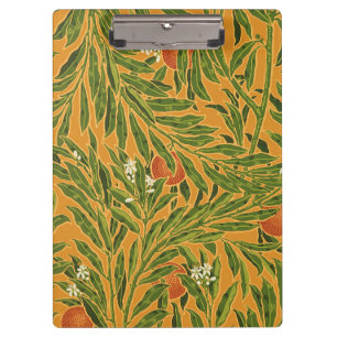 Orange Tree Vintage Wallpaper Pattern Art Nouveau Clipboard