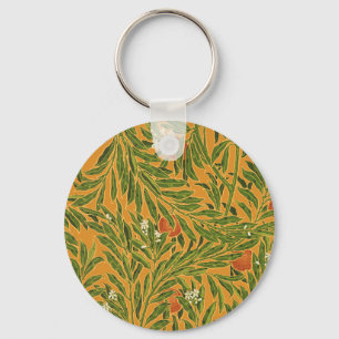 Orange Tree Vintage Wallpaper Pattern Art Nouveau Key Ring