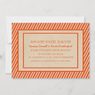 Orange Trendy Stripes Save the Date Invite
