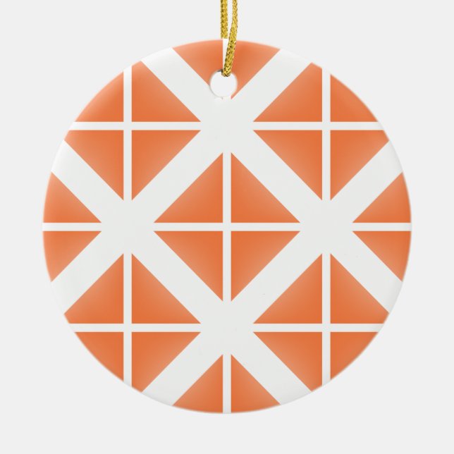 Orange Trendy Triangle Pattern Ceramic Tree Decoration (Front)