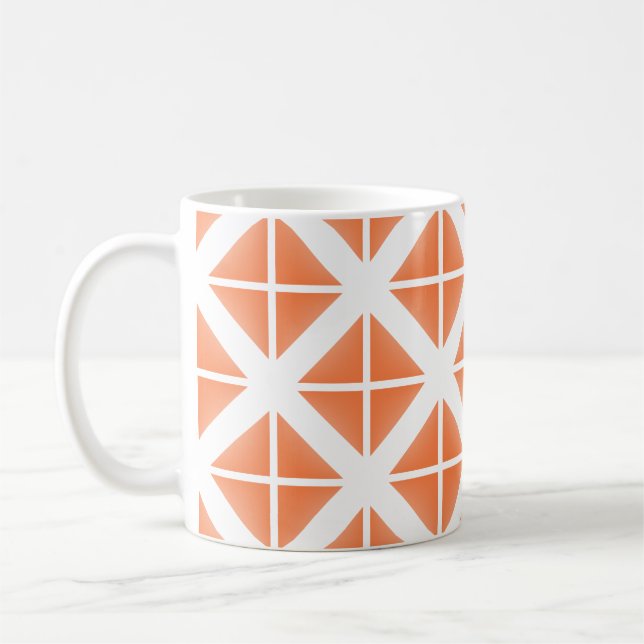 Orange Trendy Triangle Pattern Coffee Mug (Left)