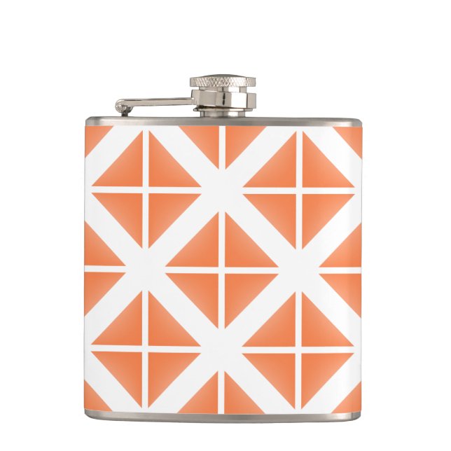 Orange Trendy Triangle Pattern Hip Flask (Front)