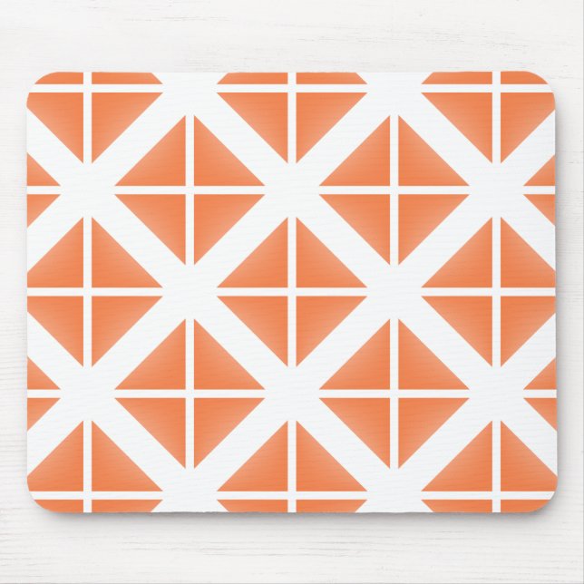 Orange Trendy Triangle Pattern Mouse Mat (Front)