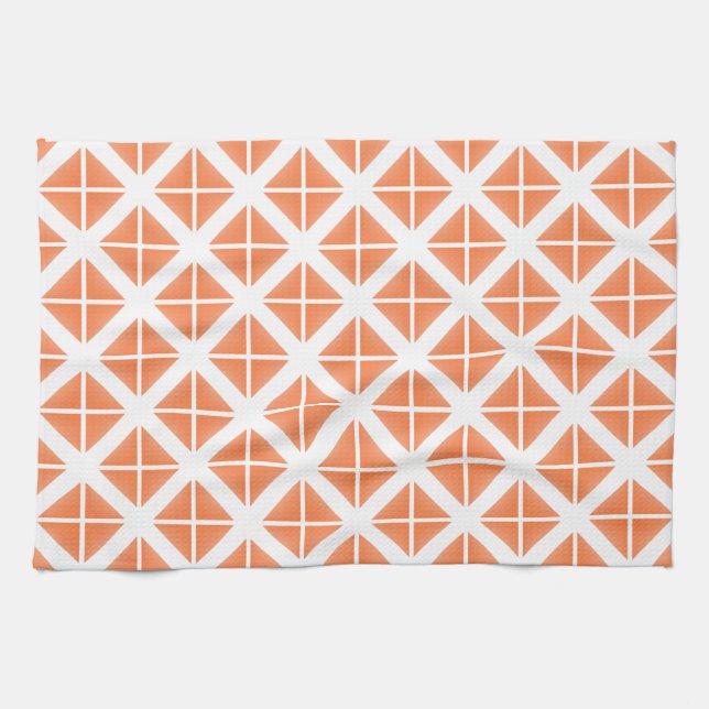 Orange Trendy Triangle Pattern Tea Towel (Horizontal)