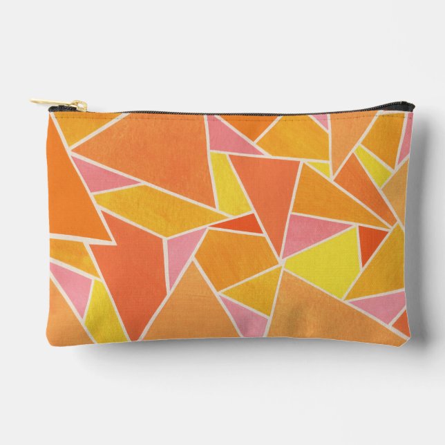 Orange Triangles Accessory Pouch (Front)