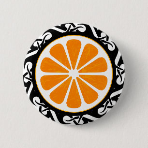 orange. tribal. 6 cm round badge