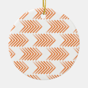 Orange Tribal Arrow Pattern Ceramic Tree Decoration
