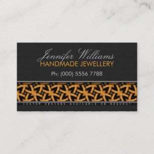 Orange Tribal Batik Stylish Black Business Cards