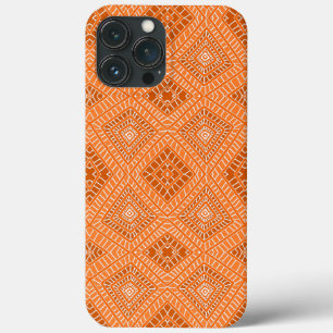 orange Tribal Diamonds African Pattern iPhone 13 Pro Max Case