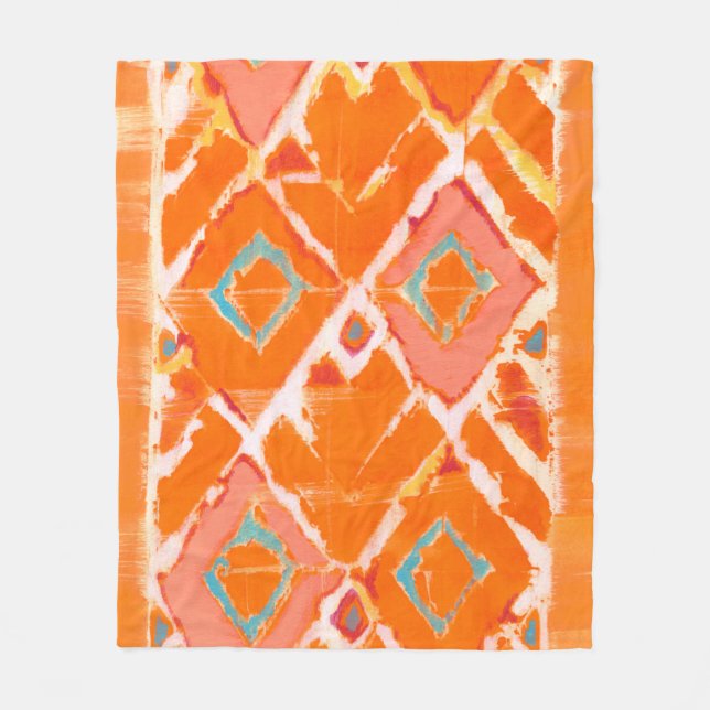 Orange Tribal II Fleece Blanket (Front)