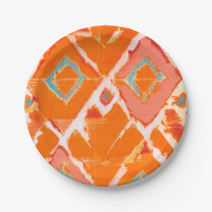 Orange Tribal II Paper Plate