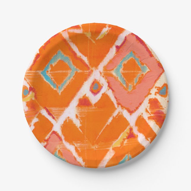 Orange Tribal II Paper Plate (Front)