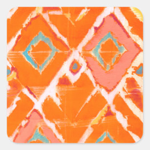 Orange Tribal II Square Sticker