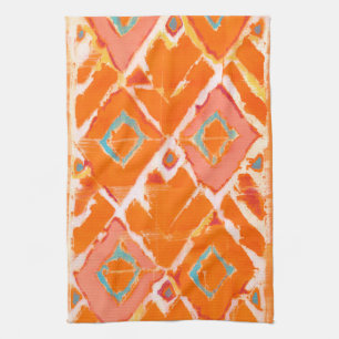 Orange Tribal II Tea Towel