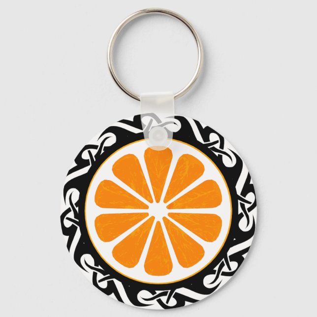 orange. tribal. key ring (Front)