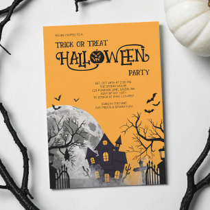 Orange Trick or Treat Halloween Costume Party Invitation