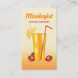 Orange Tropical Citrus Drink Mixologist Bartender Business Card