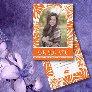 Orange tropical Class of 2024 photo graduation Announcement