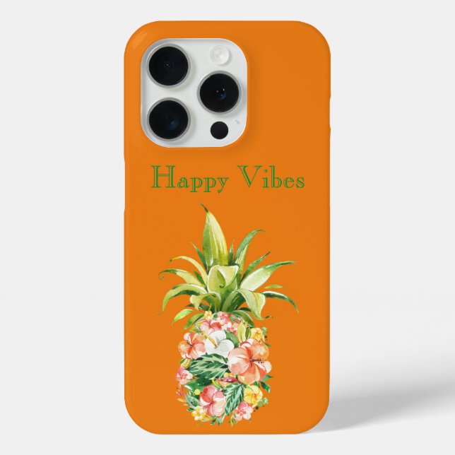 Orange Tropical Floral Pineapple Case-Mate iPhone Case (Back)