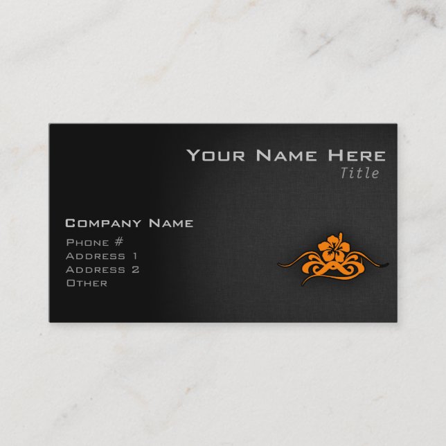 Orange Tropical hibiscus Business Card (Front)