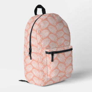 Orange Tropical Leaves Printed Backpack