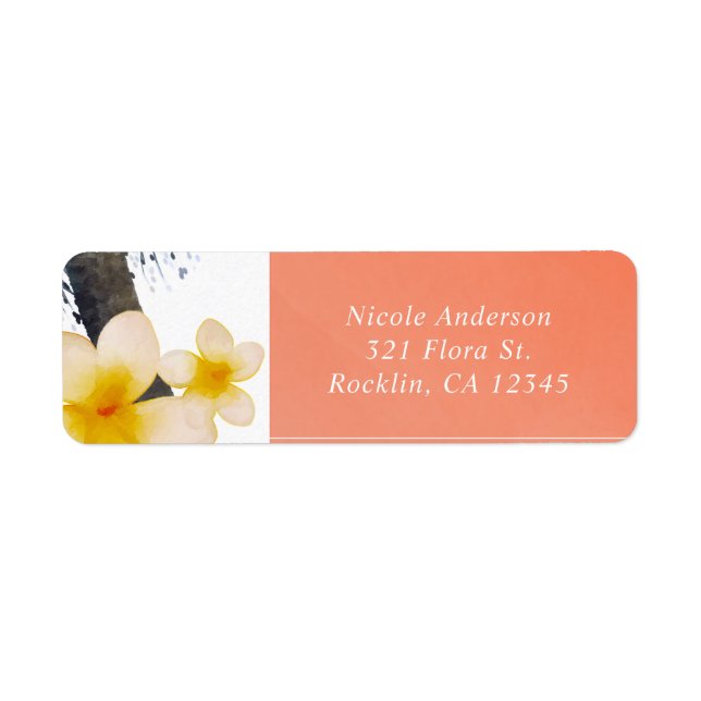 Orange Tropical Palm Tree & Plumeria Invitation (Front)