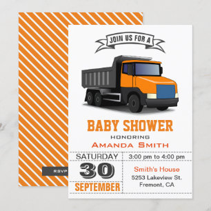 Orange Truck Baby Shower Invitation
