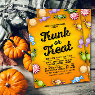 Orange Trunk or Treat Halloween Candy Frame Event Flyer