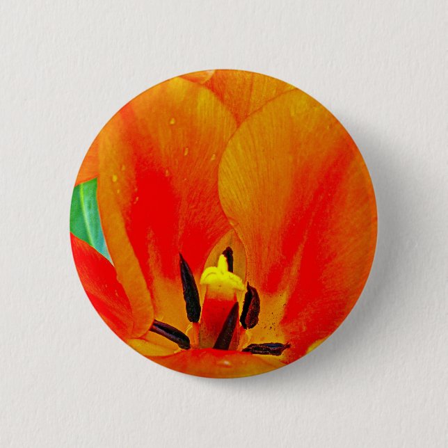 Orange Tulip 6 Cm Round Badge (Front)