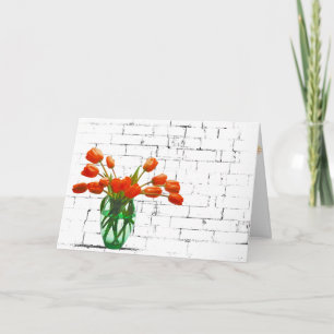 Orange Tulip Bouquet on Brick Name Day Card