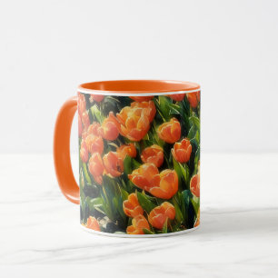 Orange Tulip Flower Garden Art Mug Cup