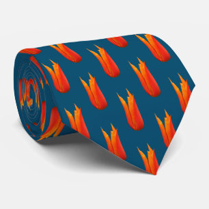Orange Tulip Flower Pattern Tie