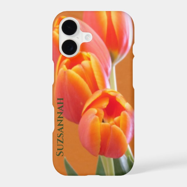 Orange Tulip Flowers Custom Add Your Name (Back)