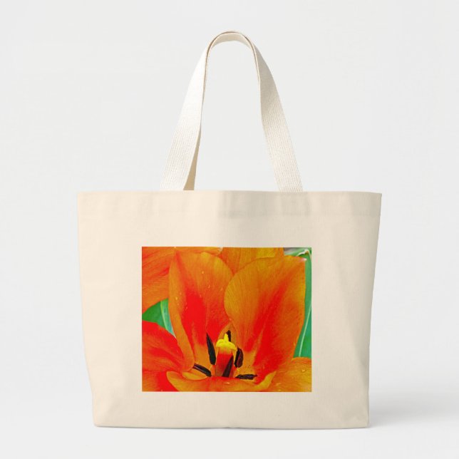 Orange Tulip Large Tote Bag (Front)