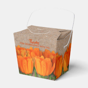 Orange Tulip on Kraft Take Out Style Favour Boxes