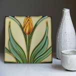 Orange Tulip Wall Decor Art Nouveau Art Deco Tile<br><div class="desc">Welcome to CreaTile! Here you will find handmade tile designs that I have personally crafted and vintage ceramic and porcelain clay tiles, whether stained or natural. I love to design tile and ceramic products, hoping to give you a way to transform your home into something you enjoy visiting again and...</div>