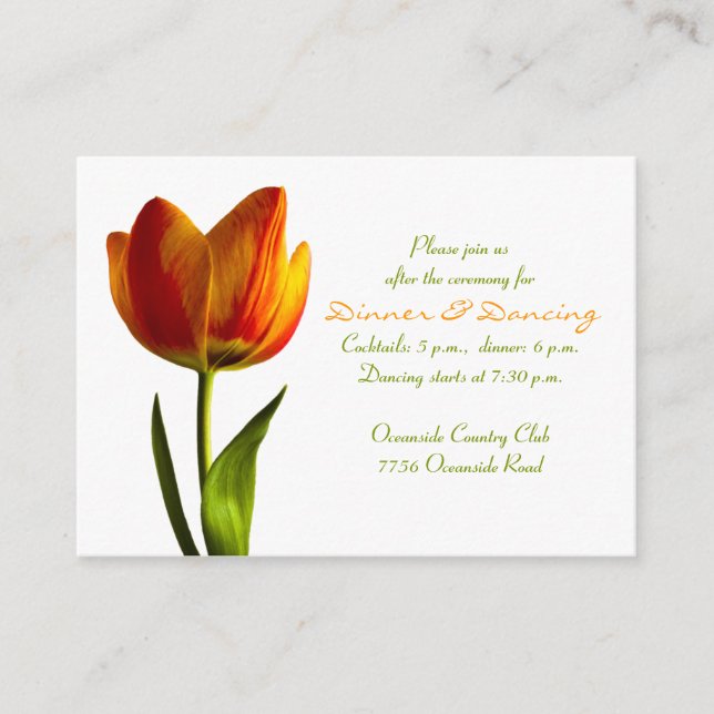 Orange Tulip Wedding Reception Card (Front)