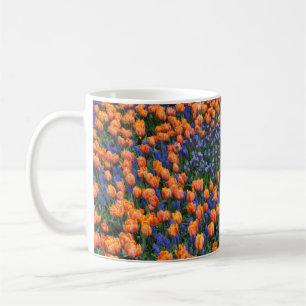 Orange tulips and muscari flowers coffee mug