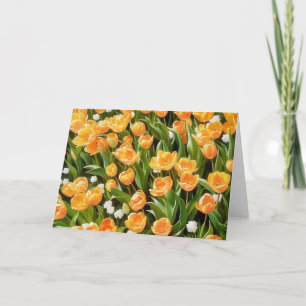 Orange Tulips and Snowdrop Flowers Art Note Card