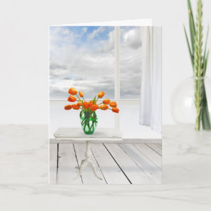 Orange Tulips and Window Birthday Card