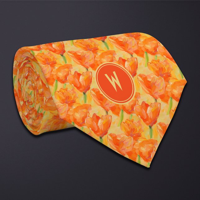Orange Tulips Floral  Tie (Creator Uploaded)
