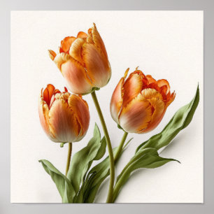 Orange Tulips Flower Art Print Poster