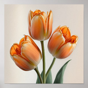 Orange Tulips Flower Art Print Poster